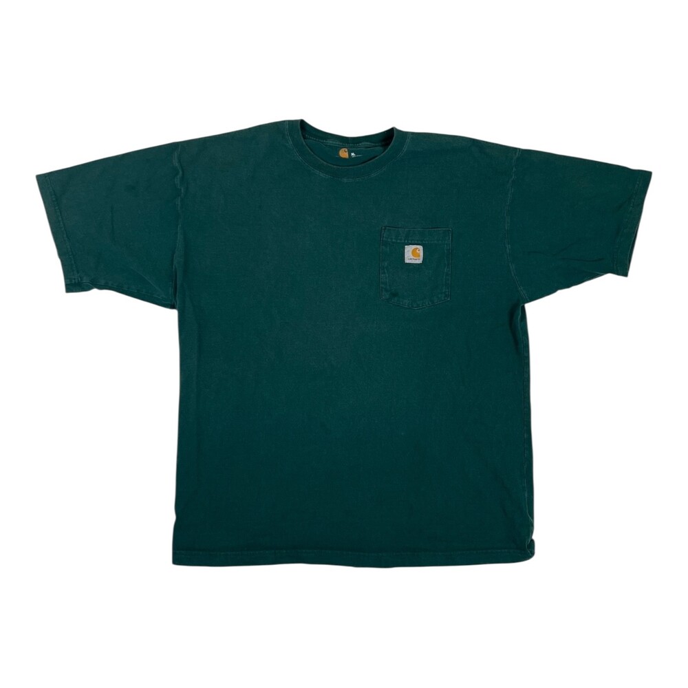 Carhartt Men's Pocket T-Shirt Size XL Green Sun Faded Grunge Distressed